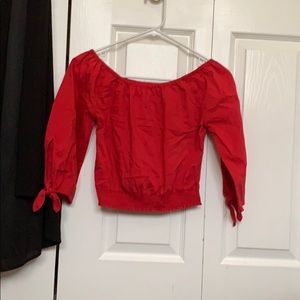 Red off the shoulder crop top